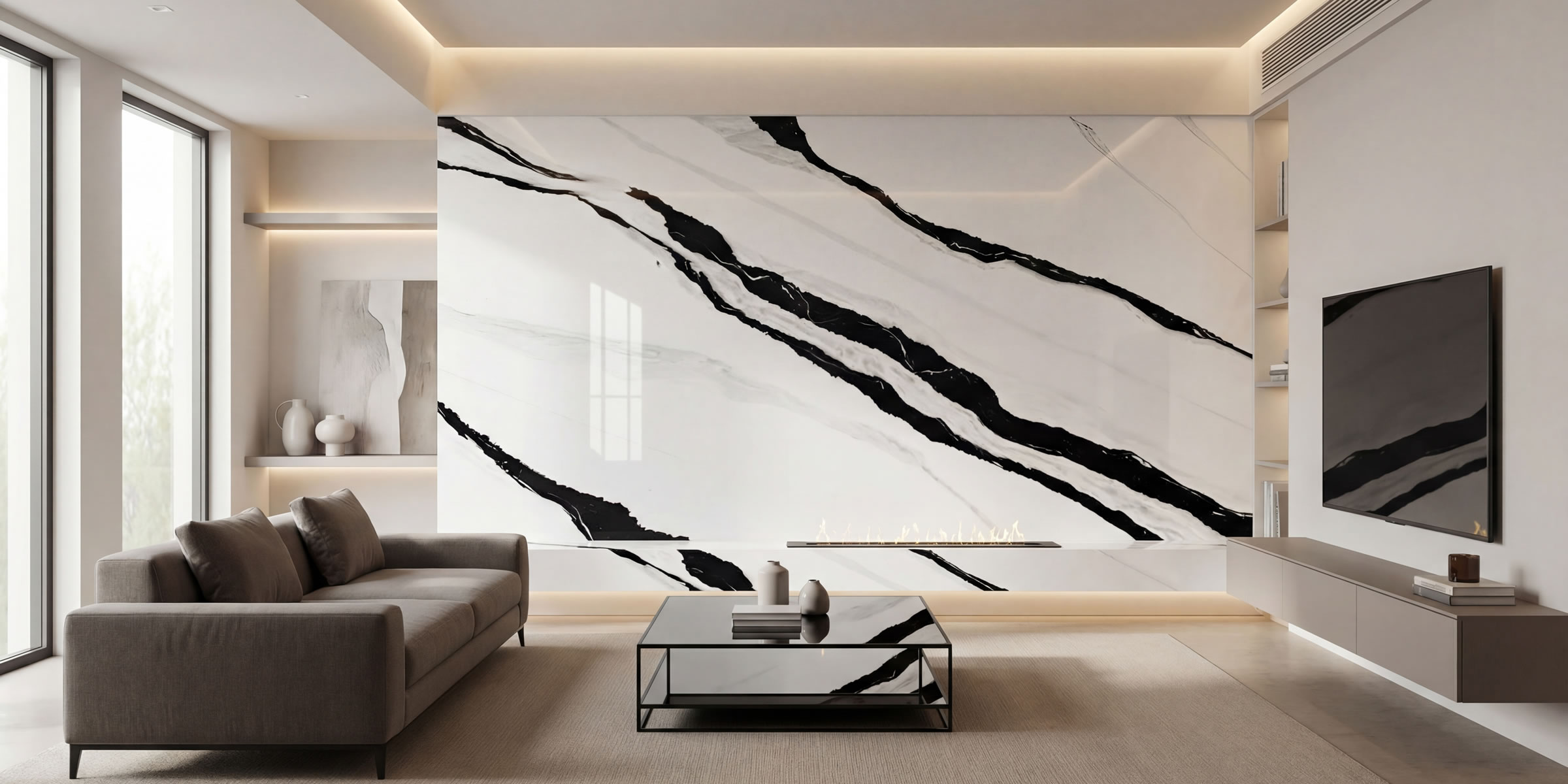 Panda White Jumbo Leather Finish Quartz