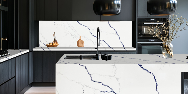 Calacatta Spring Blue Jumbo Quartz