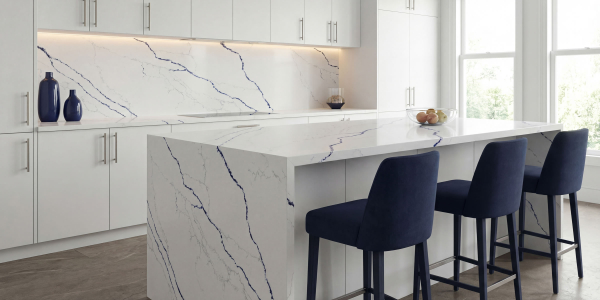 Calacatta Spring Blue Jumbo Quartz