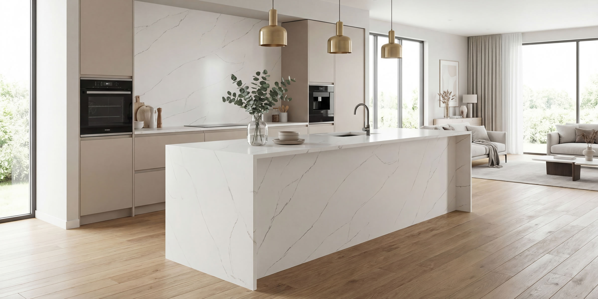 Full-Height Quartz Backsplashes Are Becoming Standard