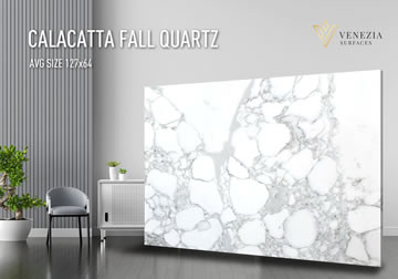 Luxurious Calacatta Fall Quartz in stock!