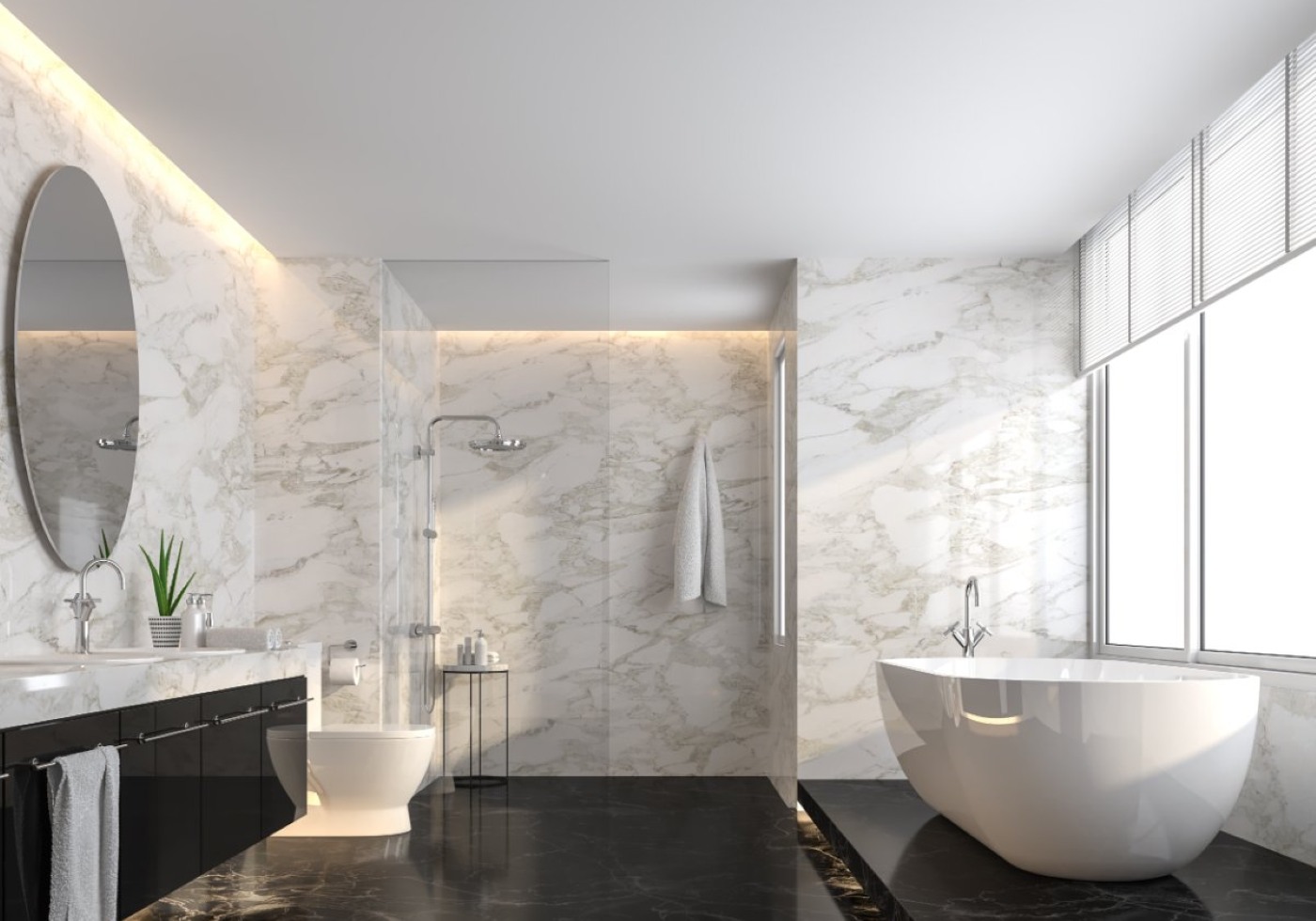 Minimalist Bathroom Designs with White Quartz