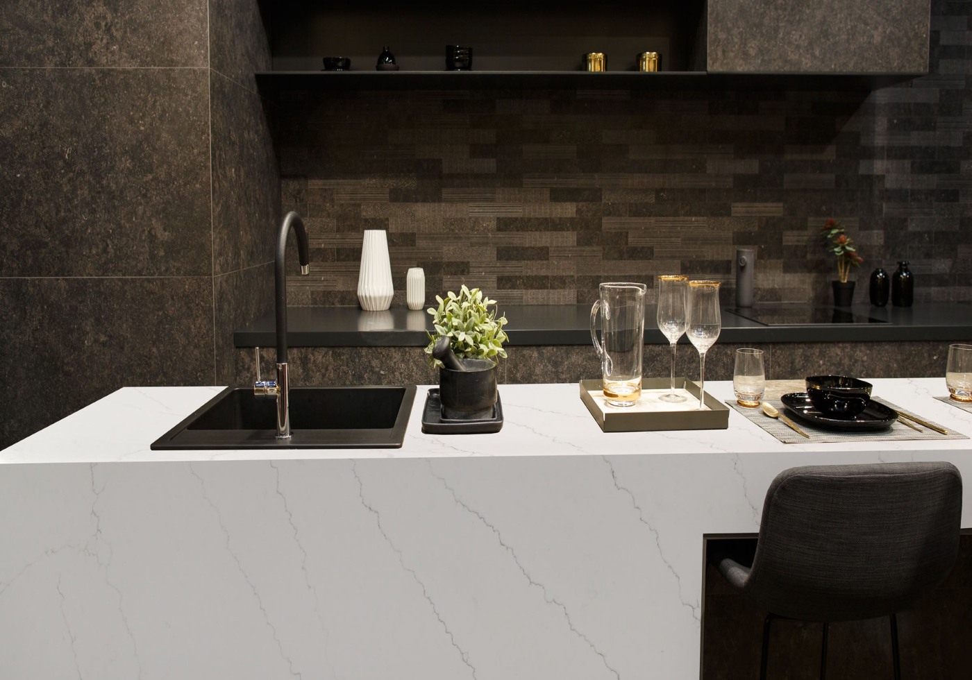 Waterfall Island Quartz Miami: The Statement Piece Your Kitchen Needs