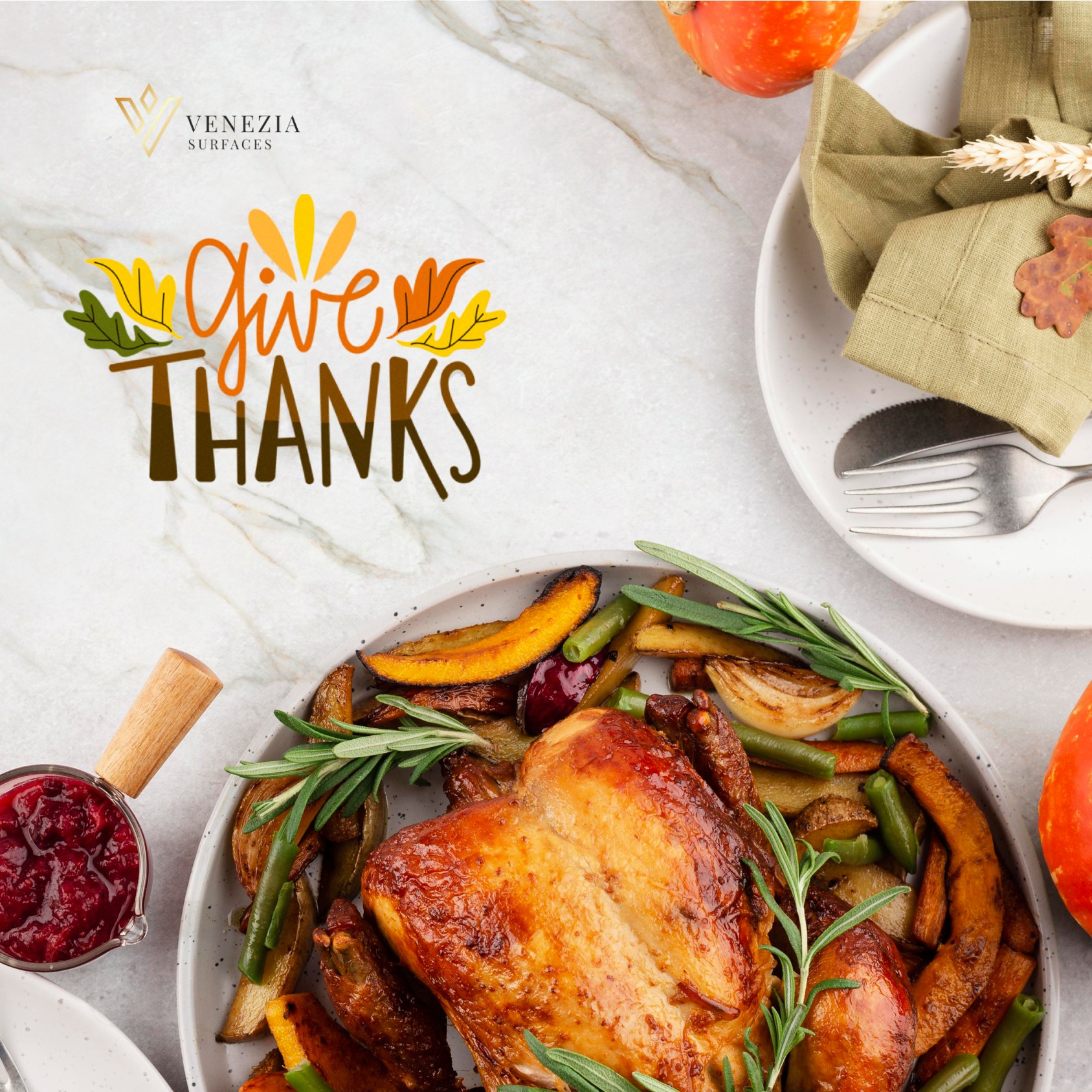 Happy Thanksgiving from Venezia Surfaces! ✨🦃